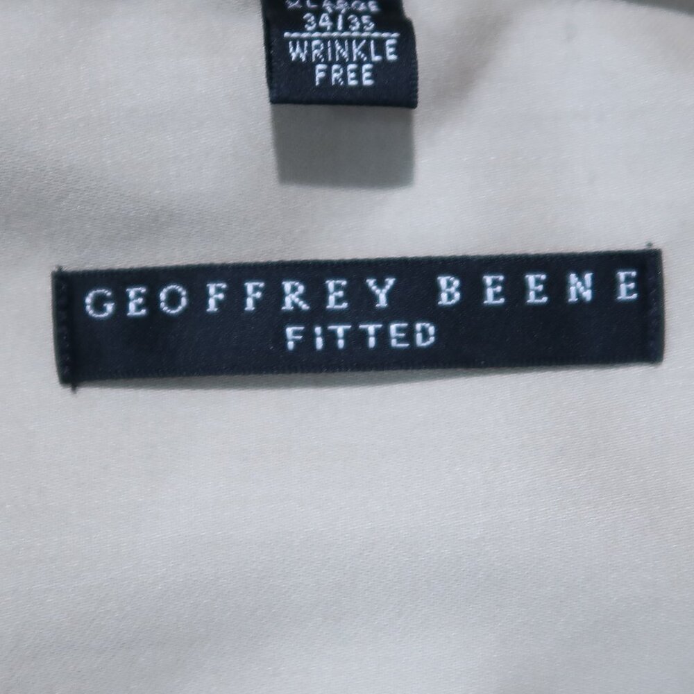 Geoffrey Beene Fitted Button Down Mens Wrinkle Free Sateen Shirt Cream Tan XL - Picture 6 of 12